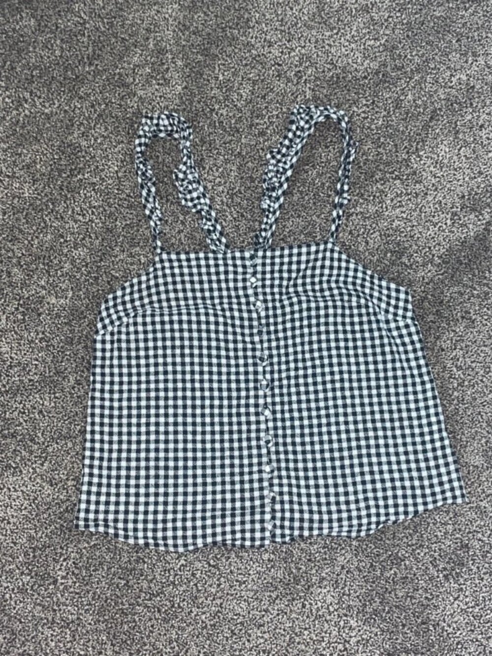 Women's Black & White Gingham Flowy Button Front Cami Top S